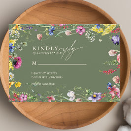 Cartão De Informações Casamento Colorido de Flor Silvestre Boho Chic de