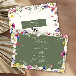 Cartão De Informações Casamento Colorido de Flor Silvestre Boho Chic de