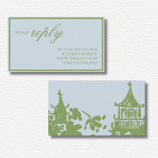 Cartão De Informações Casamento com Aquarela Floral Verde Azul