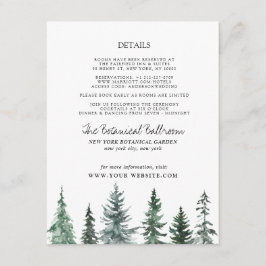 Cartão De Informações Casamento com Aquarela Florestal de Inverno