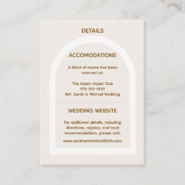 Cartão De Informações Casamento com Arco Moderno e Brilho Dourado