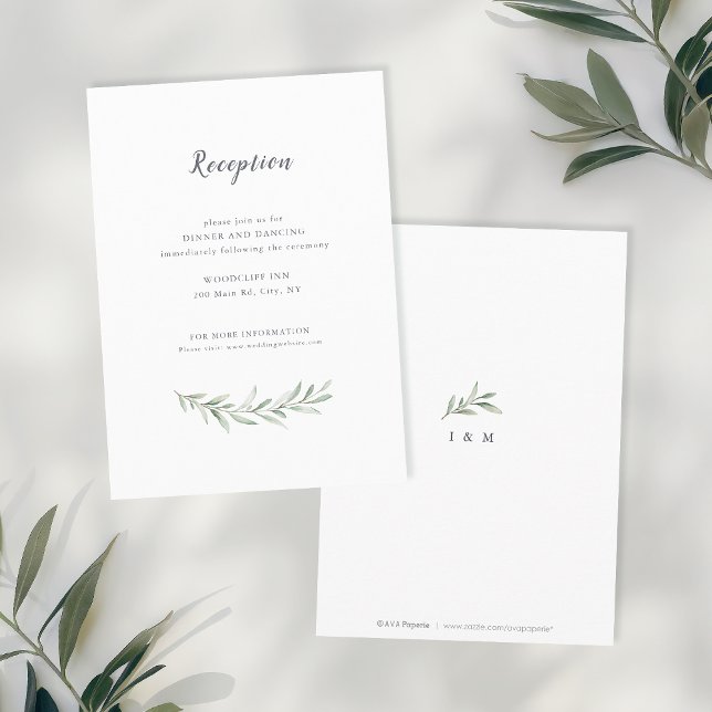 Cartão De Informações Casamento com caligrafia rústica (Simple calligraphy rustic greenery wedding enclosure card)