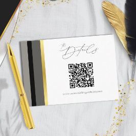 Cartão De Informações Casamento com Cinzas Negras Douradas e Elegantes