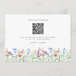 Cartão De Informações Casamento com Código QR de Flor Silvestre da Prima