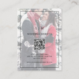 Cartão De Informações Casamento com Código QR de Foto Simples Preto e Br