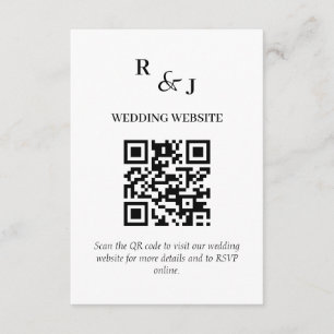 Cartão De Informações Casamento com Código QR Minimalista Moderno