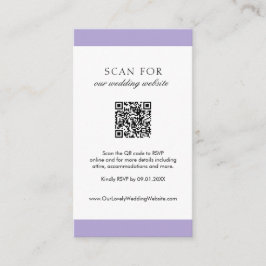 Cartão De Informações Casamento com código QR moderno de Lavanda digital