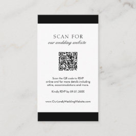Cartão De Informações Casamento com Código QR Moderno do Site Elegante