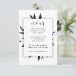 Cartão De Informações Casamento com design de moldura floral moderna em