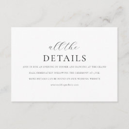 Cartão De Informações Casamento com Detalhes de Script Minimalista Moder