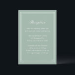 Cartão De Informações Casamento com Eterno Verde Tradicional Sage<br><div class="desc">Cartão de cerimônia de casamento elegante com um design simples e clássico.</div>
