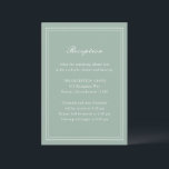 Cartão De Informações Casamento com Eterno Verde Tradicional Sage<br><div class="desc">Cartão de cerimônia de casamento elegante com um design simples e clássico.</div>