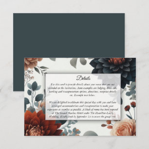 Cartão De Informações Casamento com Florais Rústicos e Sombrios de Outon