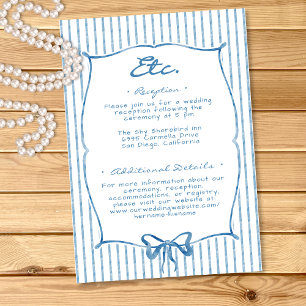 Cartão De Informações Casamento com Listra de Arco de Aquarela Azul Capr