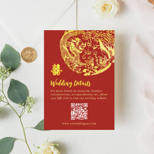 Cartão De Informações Casamento com logotipo tradicional chinês do dragã