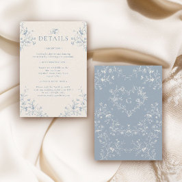 Cartão De Informações Casamento com Monograma em Coração Vitoriano Flora