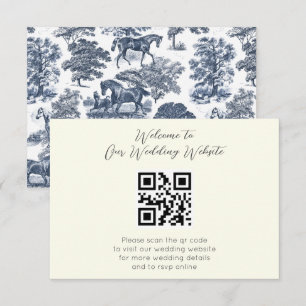 Cartão De Informações Casamento com o Toile de Cavalo Azul Elegante