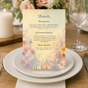 Cartão De Informações Casamento com Pastel Wildflower Meadow Barn