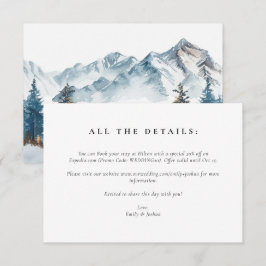 Cartão De Informações Casamento com pinheiro das montanhas do inverno