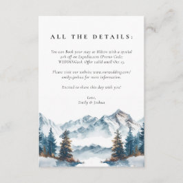 Cartão De Informações Casamento com pinheiro das montanhas do inverno
