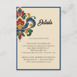 Cartão De Informações Casamento com Rosemaling Norueguesa | Detalhes do 