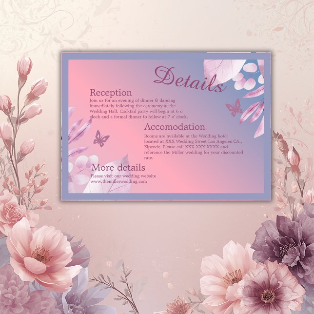 Cartão De Informações casamento com sakura pastel cherry (Criador carregado)