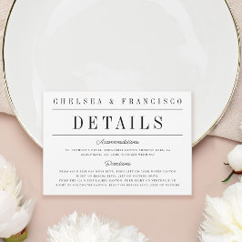 Cartão De Informações Casamento com Tipografia Moderna de Serie Simples