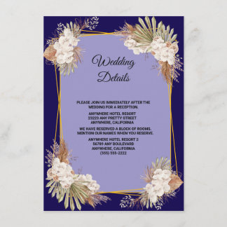 Cartão De Informações Casamento com Tonalidade Ouro Burgundy Floral