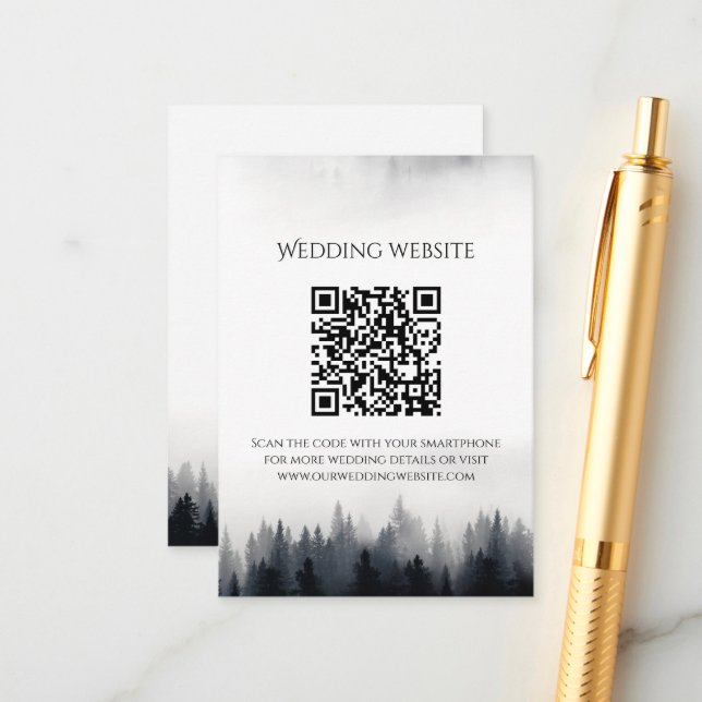 Cartão De Informações Casamento com vegetação nebulosa mínima (Frente/Verso In Situ)