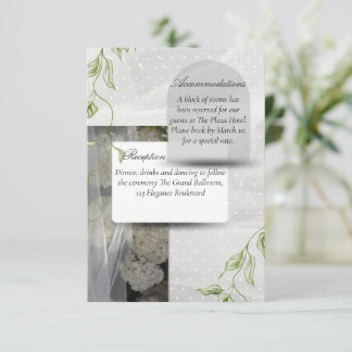 Cartão De Informações Casamento com Verduras e Pontos Brancos