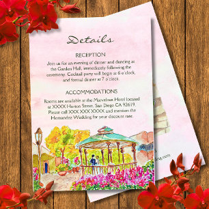 Cartão De Informações Casamento com Watercolor Floral Old Town Kiosk Méx