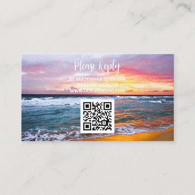 Cartão De Informações Casamento Costeiro de Destino de Praia Tropical (Frente)