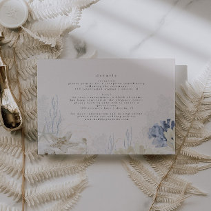 Cartão De Informações Casamento Costeiro Elegante Dusty Blue