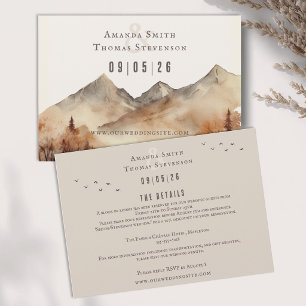 Cartão De Informações Casamento da paisagem rústica de outono elegante