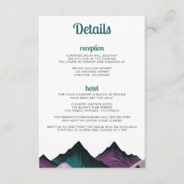Cartão De Informações Casamento das Montanhas Roxo e Teal