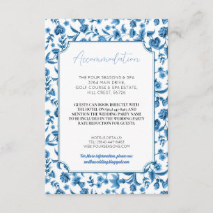 Cartão De Informações Casamento de alojamento RSVP Chintz Azul Branco