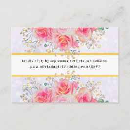 Cartão De Informações Casamento de Aquarela de Flores Rosa Escamosas Ele