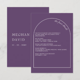 Cartão De Informações Casamento de Arca Moderna Elegante Simples Roxo