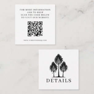 Cartão De Informações Casamento de Árvore de Aspen Preta e Branca QR