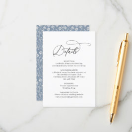 Cartão De Informações Casamento de Azul com Derramamento Elegante Elegan