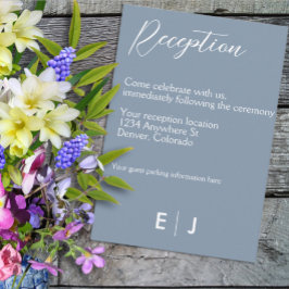 Cartão De Informações Casamento de Azul Mínimo Dusty