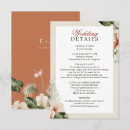 Cartão De Informações Casamento de boho pastel de hibisco tropical