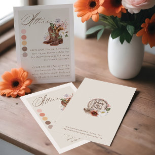 Cartão De Informações Casamento de Boots Ocidentais Fleais com Código de