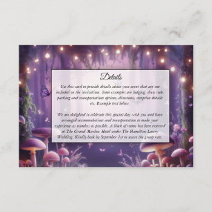 Cartão De Informações Casamento de Borboletas Roxas e Céus Ingleses