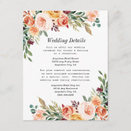 Cartão De Informações Casamento de Borgonha com Blush Floral Elegante