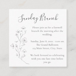 Cartão De Informações Casamento de Brunch de Domingo com Linha Floral