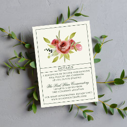 Cartão De Informações Casamento de Buquê Evergreen, cor-de-rosa-plana, a