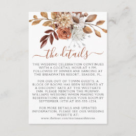 Cartão De Informações Casamento de Buquê Floral de outono