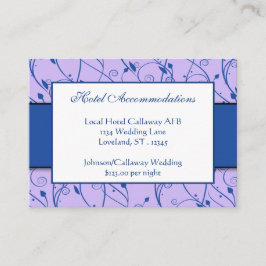 Cartão De Informações Casamento de Cabelo Floral Lilac Real Azul Monogra