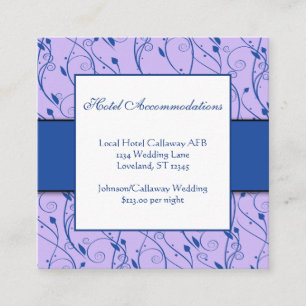Cartão De Informações Casamento de Cabelo Floral Lilac Real Azul Monogra